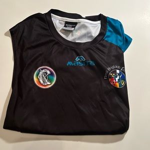 Black,blue and white sleeveless club team wear. Brand: Masita